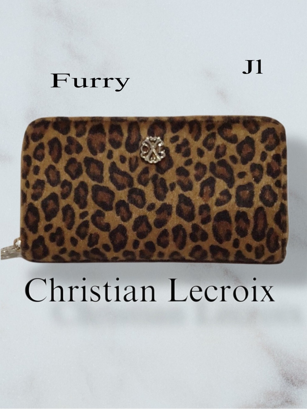 CHRISTIAN LECROIX Furry Leopard Print Wallet